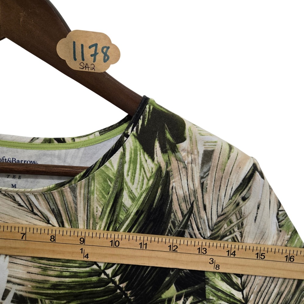 Croft & Barrow Womens Tropical Palm Leaf Print Classic Tee Green White Size M - Picture 4 of 5